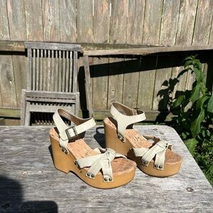 Korks Women's Dawson‎ Wedge Platform Sandals Off White Size 9